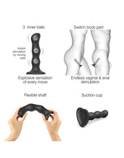 Strap-On-Me - Anal Dildo - Butt Plug Geisha Balls - Detachable Rotating Beads - Black-Erotiekvoordeel.nl