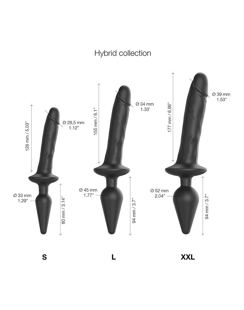 Strap-On-Me - Switch Plug-In - 2-in-1 Dildo & Buttplug - Zwart-Erotiekvoordeel.nl