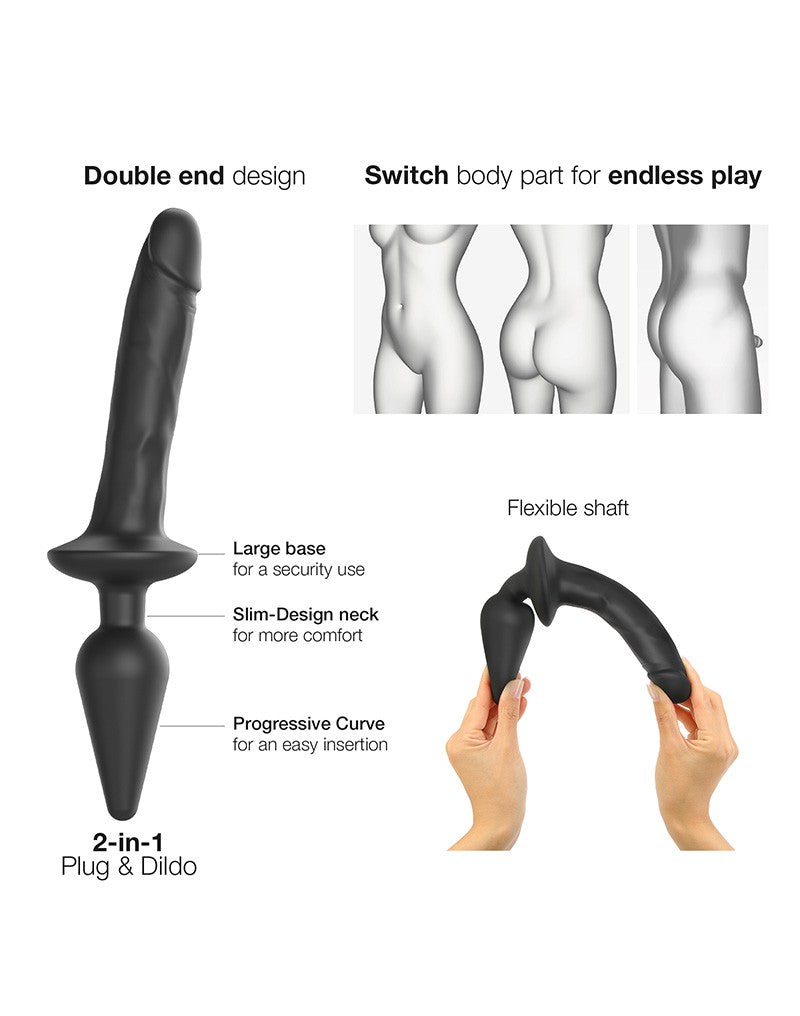 Strap-On-Me - Switch Plug-In - 2-in-1 Dildo & Buttplug - Zwart-Erotiekvoordeel.nl