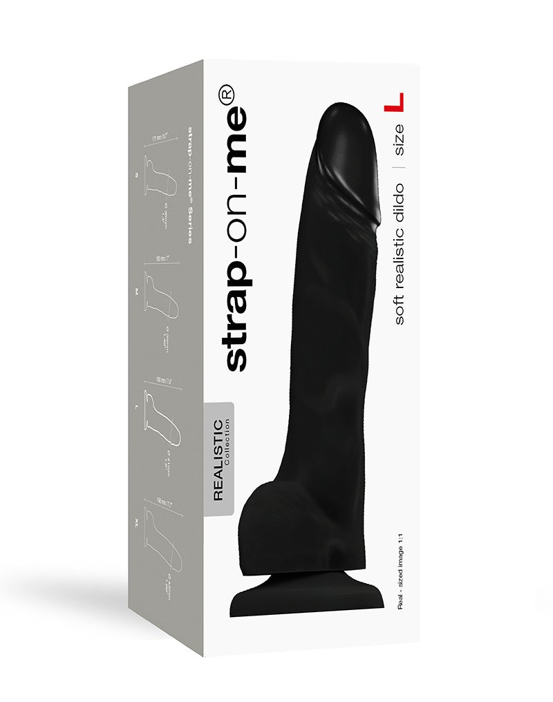 Strap-On-Me - Soft Realistic Dildo Met Zuignap - Zwart-Erotiekvoordeel.nl