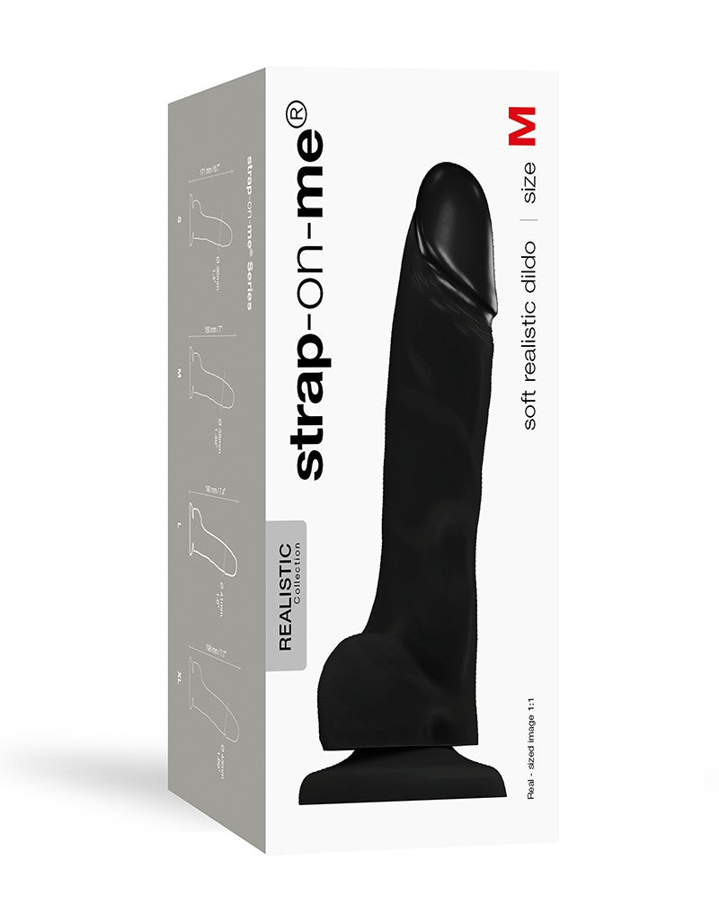Strap-On-Me - Soft Realistic Dildo Met Zuignap - Zwart-Erotiekvoordeel.nl