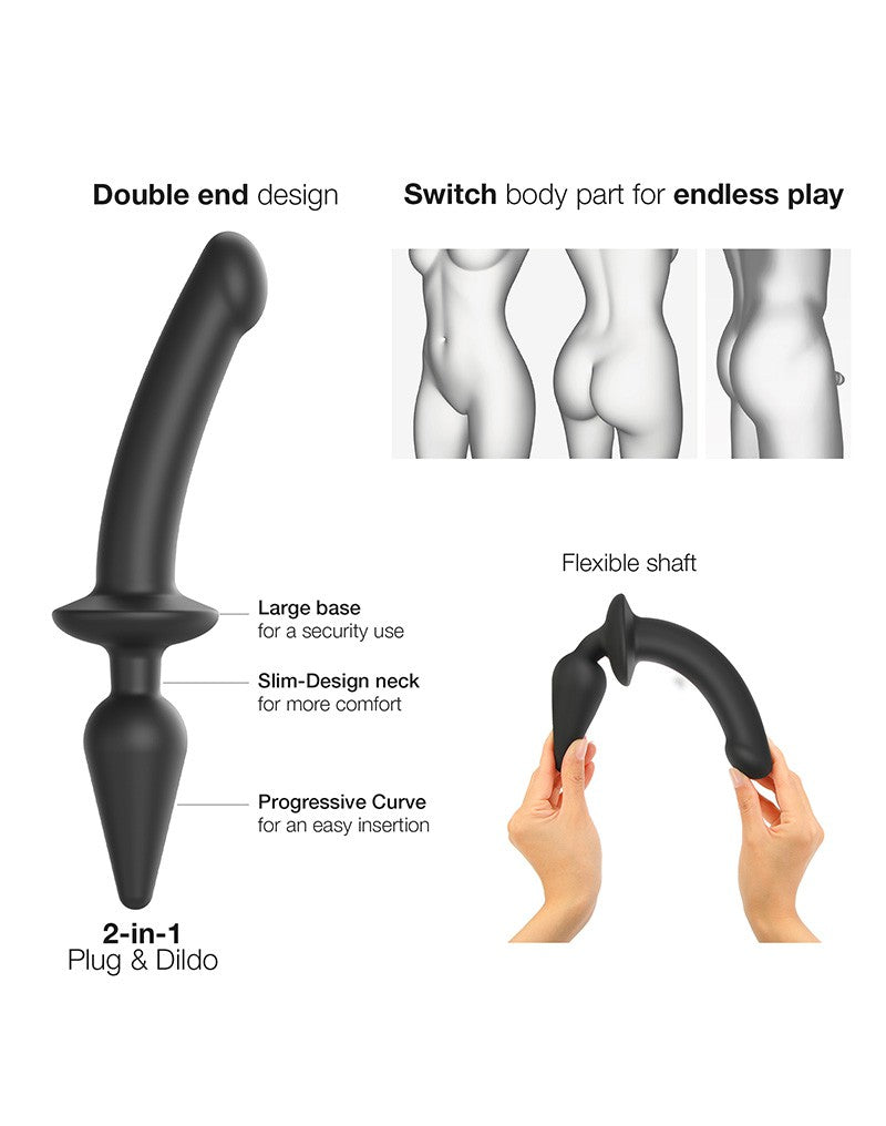 Strap-On-Me - Switch Plug - 2-in-1 Dildo & Butt Plug - Black - Erotiekvoordeel.nl