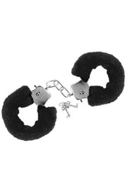 Sweet Caress - Metall-Handschellen mit schwarzem Fell - Erotiekvoordeel.nl