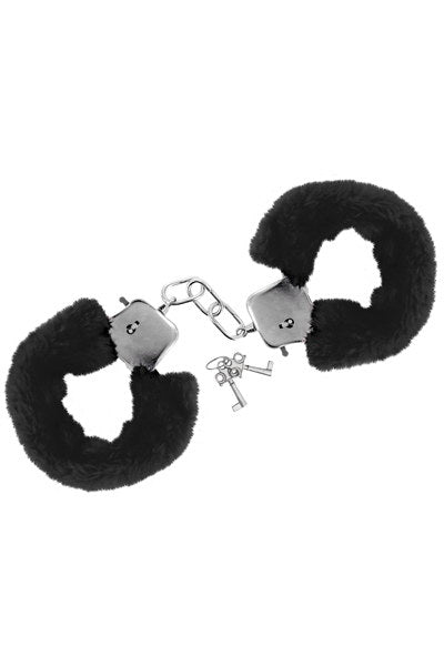 Sweet Caress - Metall-Handschellen mit schwarzem Fell - Erotiekvoordeel.nl