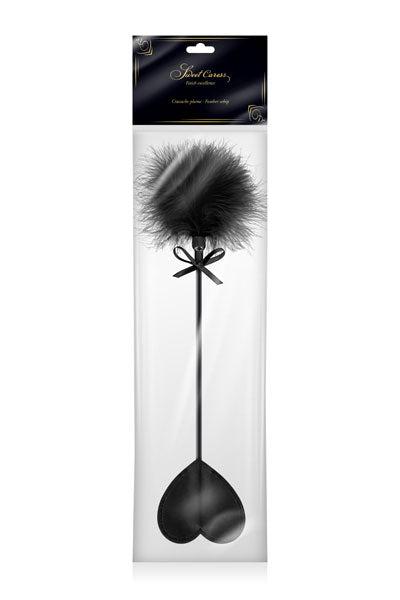 Sweet Caress - Frustino nero - Linguetta a forma di cuore - Con morbido pompon - Nero-Erotiekvoordeel.nl