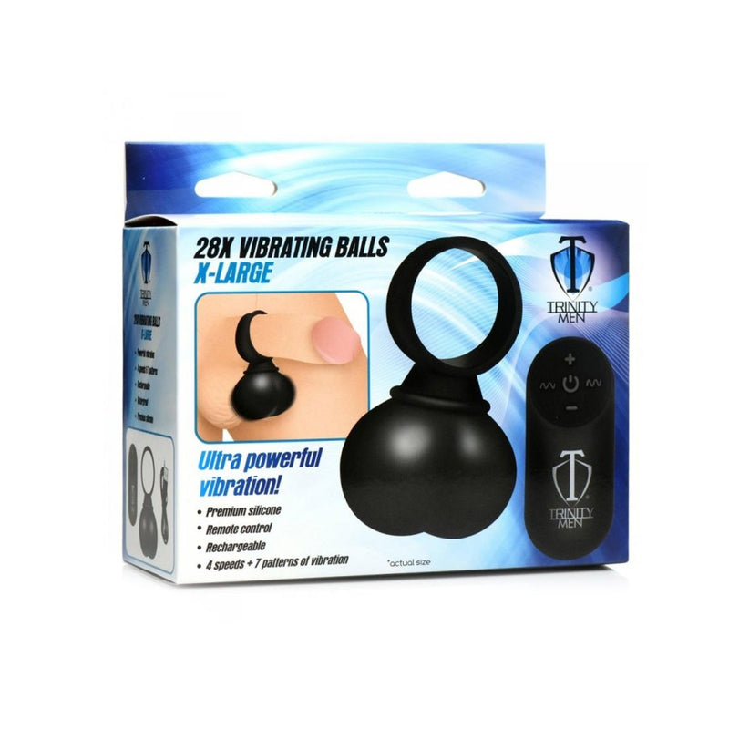 Trinity Vibes 28x Vibrerende Ball Stretcher - Zwart Siliconen-Erotiekvoordeel.nl