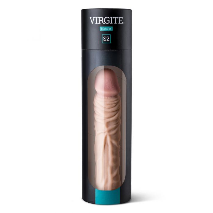 Virgite - Penis sleeve die echt aanvoelt 19.5 cm - Lichte Huidskleur-Erotiekvoordeel.nl