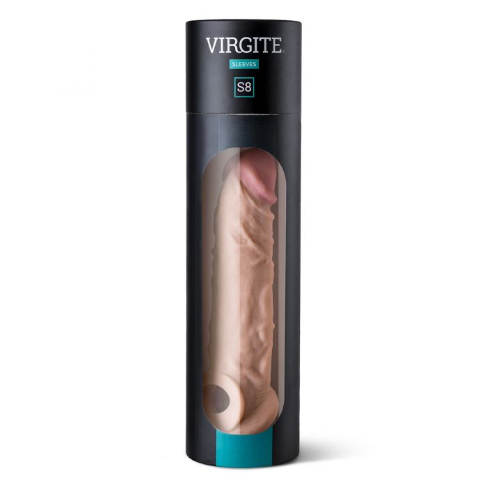 Virgite - Penis sleeve die echt aanvoelt - Met Opening Voor de Balzak - 19.8 cm - Lichte Huidskleur-Erotiekvoordeel.nl