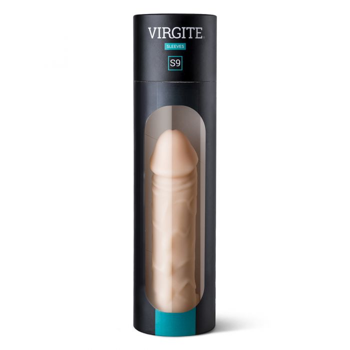 Virgite - Penis sleeve die echt aanvoelt - Met rekbare Ballenring - 16.4 cm - Lichte Huidskleur-Erotiekvoordeel.nl