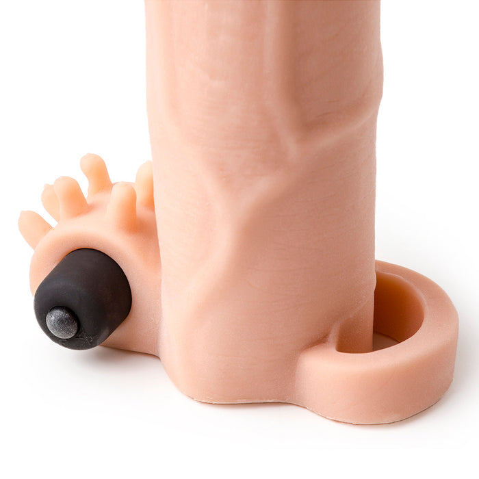 Virgite - Realistische Vibrerende Penis Sleeve - 21 cm-Erotiekvoordeel.nl