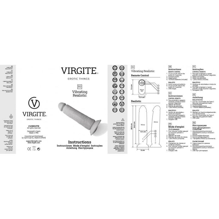 Virgite - Vibrerende Dildo Met Afstandsbediening 26.5 x 8 cm - Lichte Huidskleur-Erotiekvoordeel.nl