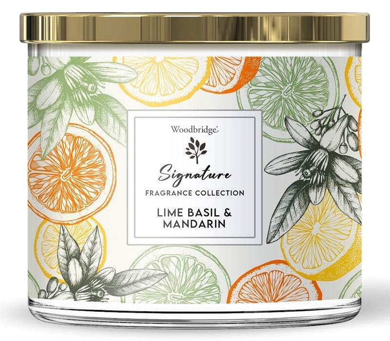 Woodbridge - Luxe Geurkaars Met 3 lonten LIME BASIL MANDARIN - limoen basilicum patchouli vetiver-Erotiekvoordeel.nl