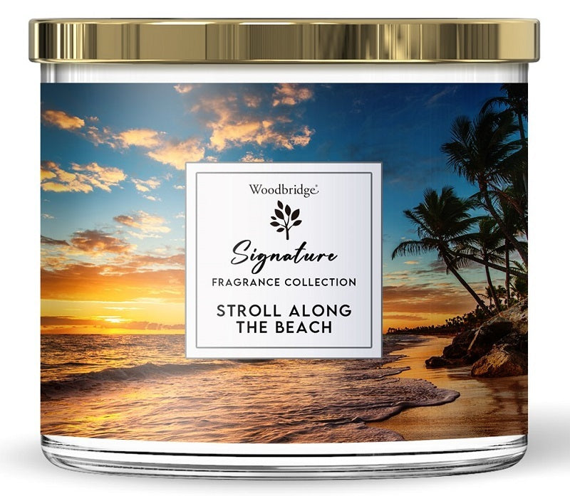 Woodbridge - Bougie parfumée de luxe à 3 mèches STROLL ON The BEACH - bergamote, lavande, géranium, gingembre, patchouli - Erotiekvoordeel.nl